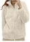 Generico Felpa Donna Pile Invernale Caldo con Cerniera Giacca da Camera Donna Invernale Corta Pile Senza Cappuccio Giacche Invernale con Pile Tinta Unita Cappotto Peluche Giubbotto Comoda (Beige, L)