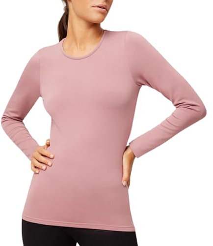 Valko Pull Hiver Femme – Tee Shirt Manche Longue Chaud et Doux avec Intérieur Doublé – sous Pull Élastique Idéal comme Vêtement Thermique d’Hiver (Rose, S)