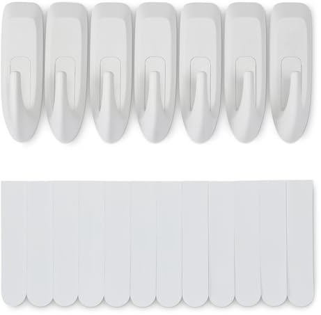 Amazon Basics Ganci adesivi da parete, grandi, Bianco