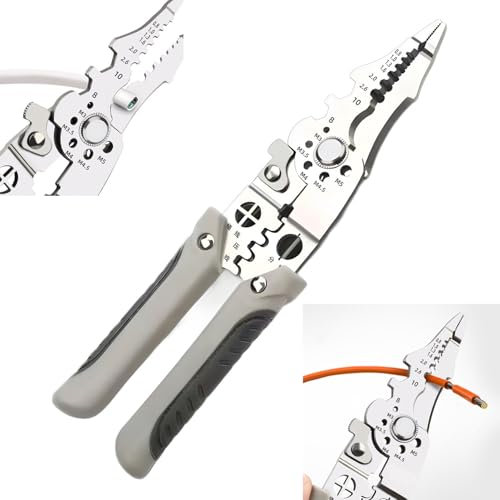 JDCMEI Spelafili, Pinze per Crimpare, Spelafili Elettricista, Multifunzionale Spelacavi, Tagliafili Avvolgifilo, Pinze per Spaccare, Spellacavi Elettrici per Tagliare, Spelare, Cesoie, Rimozione