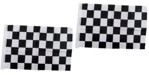 Didiseaon 2 Pezzi bandiera da corsa festival decorazioni Frangia bandiere per auto banner compleanno striscione compleanno piccola bandiera a scacchi Bandiera delle auto da corsa poliestere