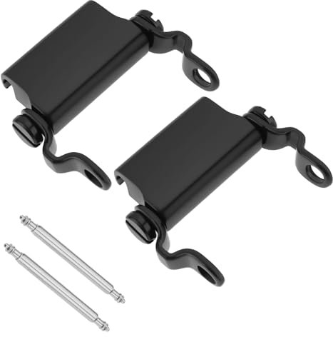 ECSiNG Pack of 2 Watch Adapters Compatible with Watches with 20 mm Lug Width, Stainless Steel Watch Converter with Spring Bar, Black
