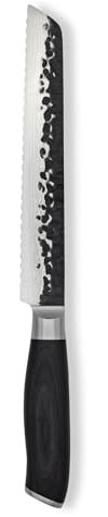FIVI Brotmesser BERND 20 cm | Wellenschliff Messer aus deutschem Edelstahl | Profi Bäckermesser mit Pakkaholzgriff & Hammerschlag | Scharfes Küchenmesser für Brot, Baguette & Kruste