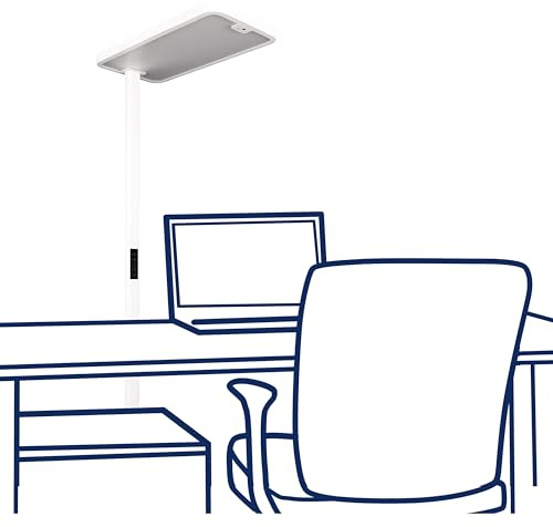 LED Stehlampe Büro 100W mit Touch-Bedienung – Arbeitsplatzleuchte dimmbar mit Tageslicht- & Bewegungssensor, 9600lm, 4000K Neutralweiß, UGR<12 – Büroleuchte für ergonomisches Arbeiten