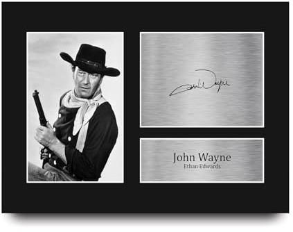 HWC Trading John Wayne The Searchers Ethan Edwards Geschenke Geducktes Signiertes Autogramm Foto für Fans von Film Memorabilien - A4
