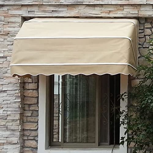 Wasserdichtes Terrassenüberdachung für Türen und Fenster, Aluminiumrahmen, Outdoor-Unterstand für Regen und Schnee, Khaki, 110 x 60 x 60 cm, perfekt als Veranda-Dekoration