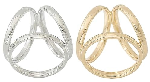 2 Pcs Scarf Buckle Women Three Rings Scarf Ring Elegant Silk Scarf Clasp Clips Large Clothing Wrap Holder Triple Sliding Neckerchief Clamps Decorate Accessory for Ladies Girls, Silver and Golden