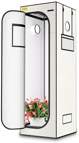 KAVUNION Growzelt 60x60x180cm, 600D Oxford Grow Zelt mit reflektierender Polyesterfolie 22mm Stahlrohre Belüftungsöffnungen und Sichtfenster, zuchtzelte für hydrokulturen Gewächshaus und Innengarten