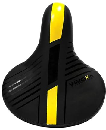 KiBcsLic Fahrradsitz Sitzkissen für Heimtrainer, Universell, PU, rutschfest, Ersatz für Bequemes Fahrradzubehör, Gelb