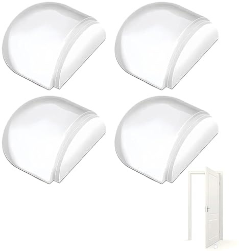 4 Pack Clear Door Stopper, Self Adhesive No Drill Door Bumper, Soft TPE Silent Door Stop, Invisible Transparent Door Stoppers for Wall Protection Fits Most Doors