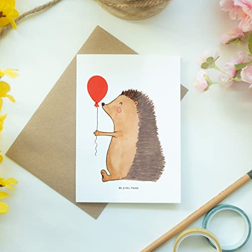 Mr. & Mrs. Panda Grußkarte Igel Luftballon - Geschenk, Klappkarte, Ansichtskarten, Hochzeitskarte, Tiermotive, Geburtstagskind, Gute Laune, Happy