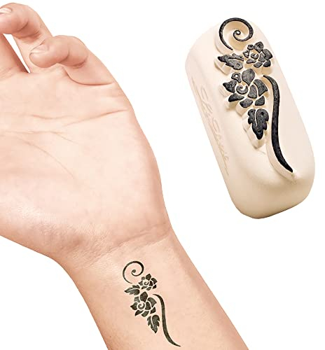 LaDot Tattoo für Kinder und Erwachsene, temporäre hautfreundliche fake Tattoos, Tattoo-Stempel ohne Nadeln für Körper und Arm, wasserfest, Keramikstempel Rose