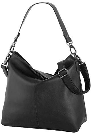 Sattlers & Co. Umhängetasche The Polish Abelia Beuteltasche Umhängetasche Leder Handtasche für Damen Vintage Schultertasche (schwarz)