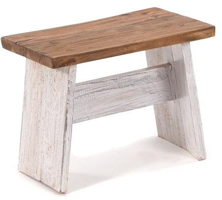 Design Delights - Sgabello Schemel 40 rustico, in mogano massiccio, 40 x 31 x 25 cm (larghezza x altezza x profondità), poggiapiedi, sgabello decorativo in legno