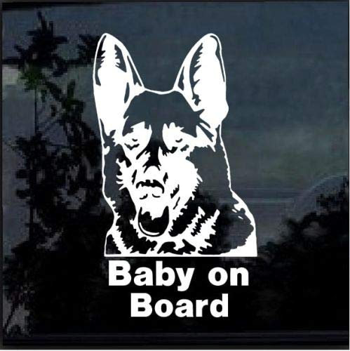 myrockshirt German Shepherd Baby on Board Sticker Aufkleber Hobby ca 20cm Aufkleber Autoaufkleber Sticker Decal ohne Hintergrund UV&Waschanlagenfest