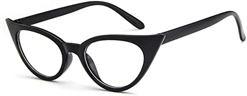 TECH-LINE-DIRECT 2022 schwarze Damen Hot Fashion klare Gläser Nerd Geek Brille Retro Cat Eye Stil VTG 50er/60er Jahre, Schwarz