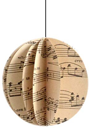 renna deluxe NOTENKUGEL Weihnachtskugel aus Vintage Noten, Notenpapier, Faltbare Papierkugel, Hygge, Scandi, Stil | Handmade in Deutschland
