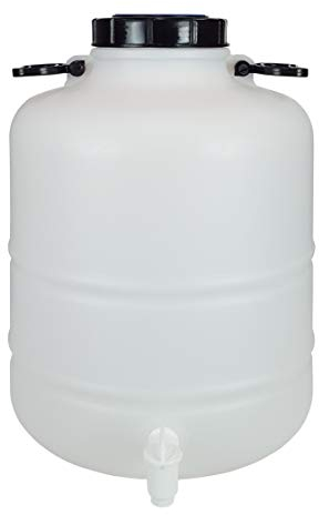 Bidón Garrafa Plástico Alimentario 30 litros con grifo y asas redondo. Boca ancha. Apto para agua consumo humano y todo tipo de líquidos.