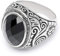 Schmuck-Checker Großer Edelstahl Herren Ring Onyx Stein oval verziert muster silber schwarz hochwertig Männer Geschenk (58 (18.5))