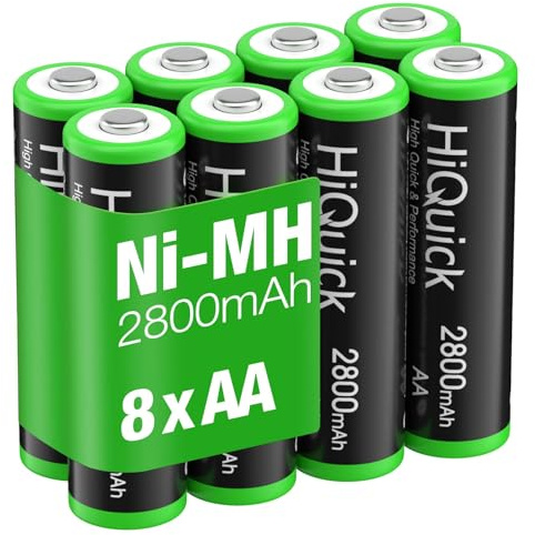 HiQuick 2800mAh AA Rechargeable Batteries High Capacity Performance, Per-Charged 1.2V AA Batteries Pack of 8