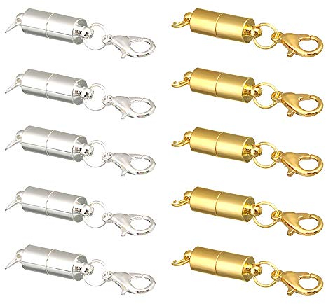YUE QIN 10 Stück Magnetverschluss Kette Magnetischer Karabinerverschluss Magnetische Schmuckverschlüsse für Armband Halskette Making (Gold und Silber)