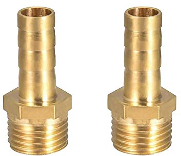 OTOTEC 2 Pcs 5/16inch/8mm Brass Barbed Hose Fitting Coupler Connector with 1/4 Inch Male BSP Thread Pipe Nipple Fitting for Air Water Fuel Oil Gas
