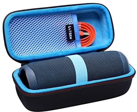 Carrying case for LTGEM JBL Flip 4 3 Portable Bluetooth Speaker with mesh Pocket for USB Cable and Accessories (Blue)