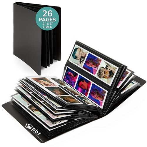 pbf Fotoautomaten-Album, 2 x 6 Streifen, 26 Seiten, für 104 Fotos (Schwarz, Hochzeit, 1er-Pack)