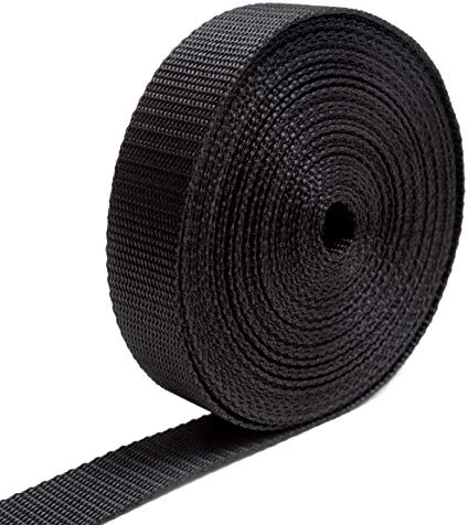 IPEA Hartes Nylonband für Rucksack und Taschen – 10 Meter Länge – Seil Mehrzweckband für Nähen, Sport, Gepäck, DIY – Größen 20/25 / 30/40 mm – Schwarz – 2 cm