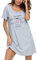 ENJOYNIGHT Chemise de Nuit Femme Manches Courtes Imprimées Robe de Nuit Col Rond Vêtements de Nuit (X-Large,Tasse à Coeur Gris)