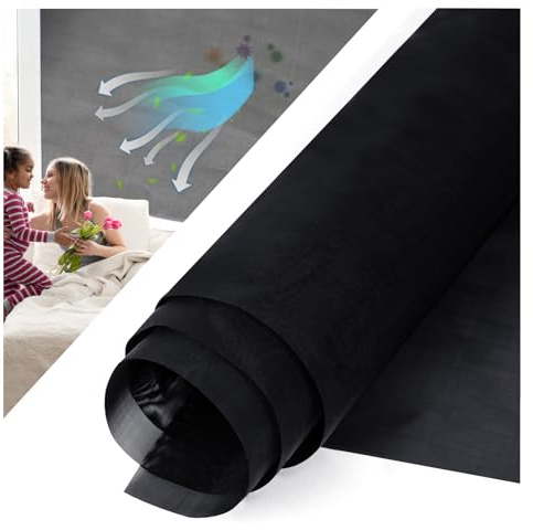 Yotache Pollenschutzgitter 100×250cm, Fliegengiter für Allergiker Anti-Fog/Staub/Öl/Mücken geeignet für Fenster Türen 135 Maschenweite Schwarz