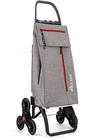 Klappbarer Einkaufstrolley Rolser Wallaby Tweed 6 Räder Treppensteiger - Grau