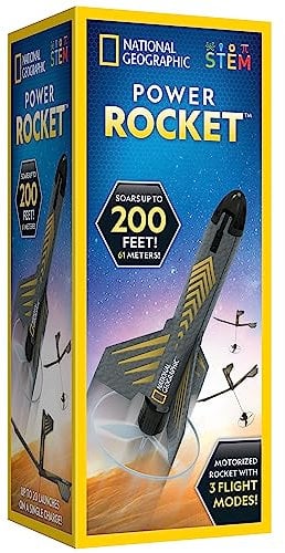 NATIONAL GEOGRAPHIC Motorized Air Rocket Launcher for Kids - Self-Launching Toy, Launches up to 200 ft. With Safe Landing - Innovative Outdoor Toy & Model Rocket
