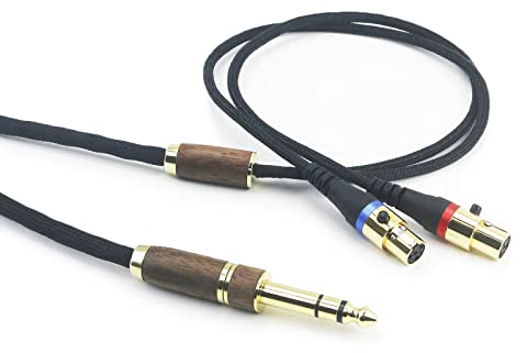 6N OCC Kupfer versilbertes Upgrade-Audiokabel, kompatibel mit Audeze LCD-2, LCD-4, LCD-3, LCD-X, LCD-XC Kopfhörern mit 3,5-mm-Stecker und 6,3-mm-Adapter, Walnussholzschale