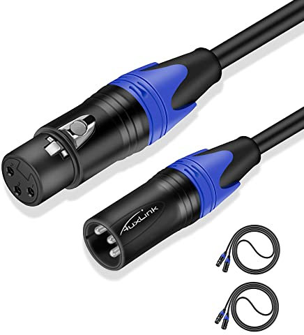 AuxLink XLR Cable 6ft 2 Pack, XLR Microphone Cable Male to Female, Balanced XLR Cable Suitable for Preambles, Speaker Systems, Radio Station and More