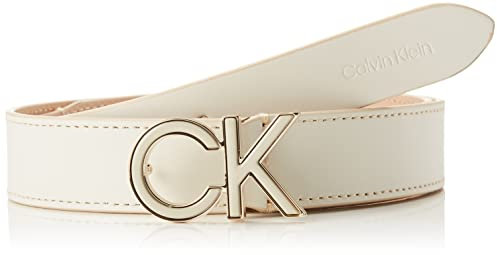 Calvin Klein Damen RE-Lock SAFF CK 3CM Belt K60K609980 Gürtel, Weiß (Ecru), 115