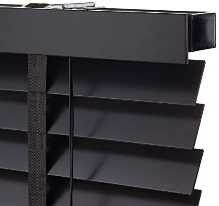 Holz Jalousie 50mm - Schwarz - 100 cm x 175 cm - Fenster und Tür Jalousie - Holz-Jalousie