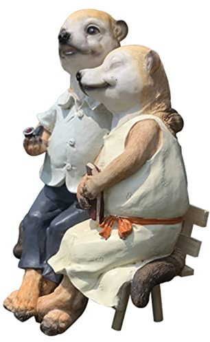 LTL Erdmännchen Paar Gartenfigur Aus Kunstharz - Gartendeko Tiere Gartendeko Figur - Gartenfiguren Für Terrasse, Balkon, Hof, Rasen Figuren