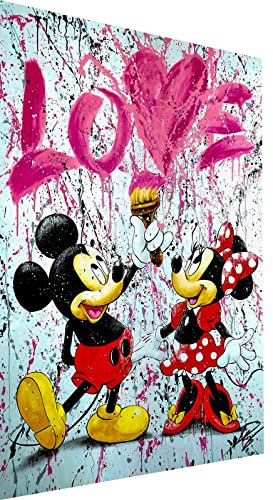 Magic Canvas Art Micky & Minnie love Pop Art Leinwandbild 1- teilig Hochwertiger Kunstdruck Wandbilder – B8254, Material: Leinwand, Größe: 60 x 40 cm