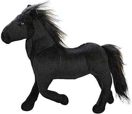 SM SunniMix Schönes Kuscheltier Pferd Lebensechte Pferdefigur Plüsch Stofftiere Tierthemenpartys Geburtstagsgeschenk für Kinder Babyparty Geschenk, Schwarz