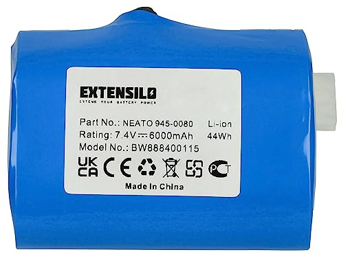 EXTENSILO Akku kompatibel mit Neato Signature 25, XV-11, XV-12, XV-11 All Floor Staubsauger (6000mAh, 7,4V, Li-Ion)