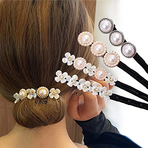 BSITSSS 4 Pièces Pince Cheveux Femme, Barrette Cheveux Femme Rétractable et Flexible DIY Accessoire Cheveux, Bijoux Cheveux Strass Pince a Cheveux Barrette Cheveux pour Femmes Filles Hair Clip