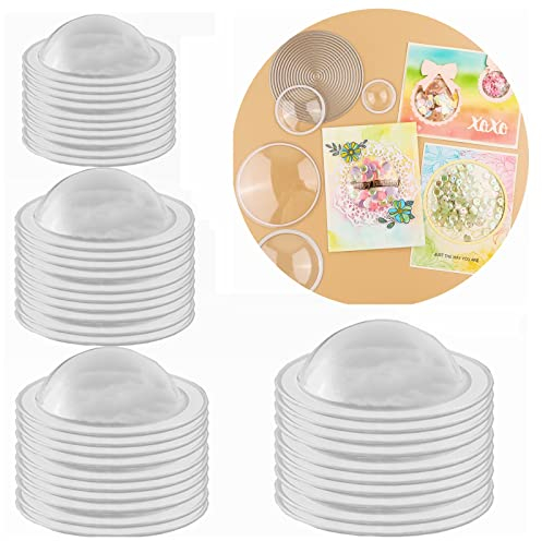 Briartw Set di 40 coperture rotonde a cupola per shaker, in plastica trasparente, con 4 misure, per scrapbooking e artigianato