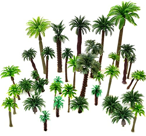 OrgMemory 36 Stück Palmenmodelle, Baeume Modellbau, Kunststoffbäume für Projekte, (3-16 cm), Bäume h0
