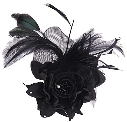 Uposao Broche Fleur en Plume pour Femmes Tissu Fait à La Main Élégante Broche Fleur Plume Bandeau Costume Manteau Vêtements Accessoires Cheveux Épingles à Cheveux Décorations De Fête