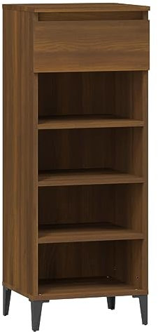 vidaXL Schuhregal, Schuhschrank mit viel Stauraum, Schuhablage mit Metallfüßen, Standregal Regal Schuhe Flur Eingangsbereich, Braun Eichen-Optik Holzwerkstoff