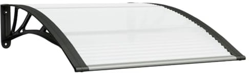vidaXL Door Canopy - 100x80 cm Black/Transparent Polycarbonate, Easy Install, Weather-Resistant Over Door Rain Cover with ABS Brackets, Aluminium Frame