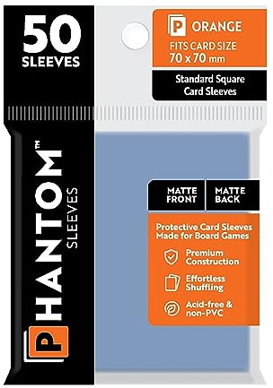 Phantom Sleeves: Orange Size (70mm x 70mm) - Matte/Matte (50) (Compatible with: Standard Square Card Sleeves)