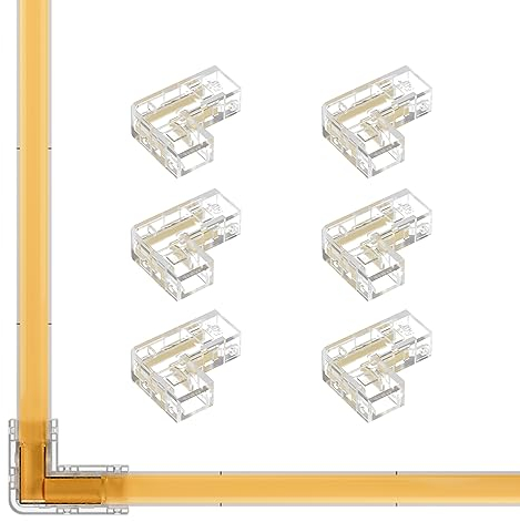 FCOB COB 2pin 5mm L-Shaped Connector Kit 6pcs 2pin 5mm Gapless L-Shaped Connector für spaltfreies Löten und FCOB 5mm PWM Einfarbige +V -V LED-Streifen