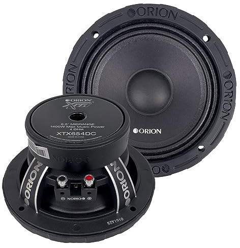 Orion XTR XTX654DC - Altoparlanti ad alta efficienza, 16,5 cm, con tappo antipolvere, potenza massima 1400 W, 350 W RMS, 4 Ohm, bobina vocale da 1,5, stereo per auto, altoparlanti midrange (coppia)